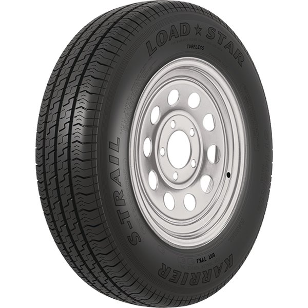 Loadstar Tires Loadstar Bias Tire and Wheel (Rim) Assembly KR25 ST145/R-12 5-Hole 8 Ply, Silver, Modular 31201